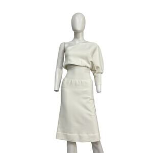 Galvan 'Persephone' White Viscose Asymmetric Knit Dress Size XS
